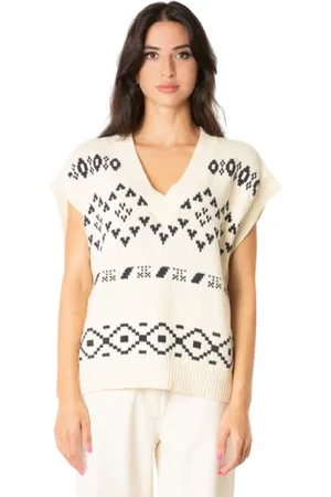 Max Mara Stickade tröjor & koftor, Dam, S, Bomull, Stickad väst med norsk design