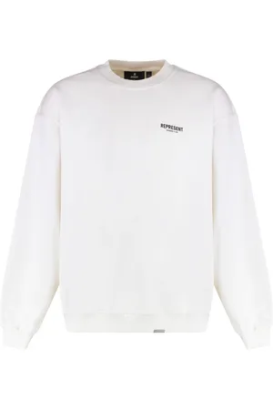 Represent Stickade tröjor & koftor, Herr, S, Bomull, Ribbstickad Sweatshirt med Rund Hals i Bomull