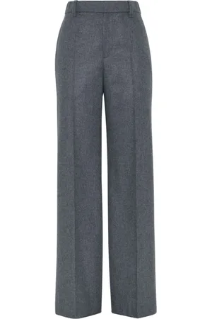 Brunello Cucinelli Byxor, Dam, M, Läder, Vida ben ull Cashmere-byxor med vida ben