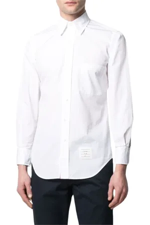 Thom Browne Skjorta, Herr, L, Bomull, Vit skjorta med knappslå och ficka