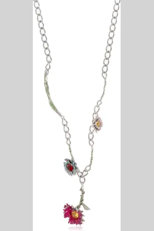 Marni Accessoarer, Dam, ONE Size, Halsband i mässing med blommigt motiv