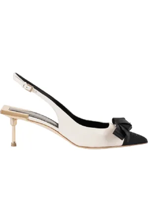 Elisabetta Franchi Skor, Dam, 37 EU, Läder, Slingback-sko med rosett och gros-grain-tå