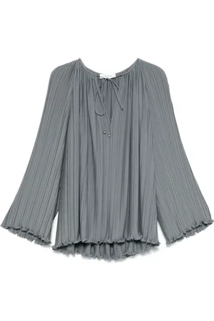 Lanvin Blusar & Skjortor , Dam, S, Polyester, Gathered Tie Neck V-Neck Top