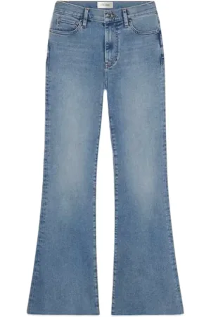 Frame Jeans, Dam, W31, Bomull, Ikoniska utsvängda jeans med bruna sömmar