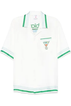 Casablanca Skjorta, Herr, L, Vitrandig Silkesskjorta