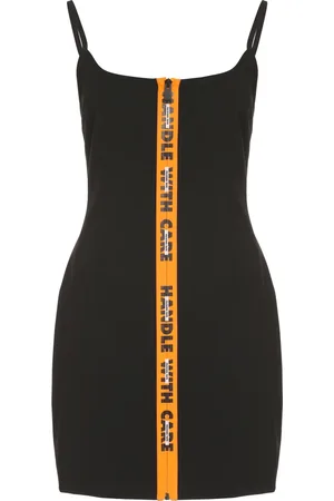 Heron Preston Klänning, Dam, 2Xs, Polyester, Stretch fodralklänning med dragkedja och kontrasterande kant