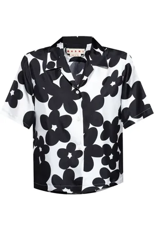 Marni Blusar & Skjortor , Dam, S, Bomull, Svart Knappskjorta med Camp Collar