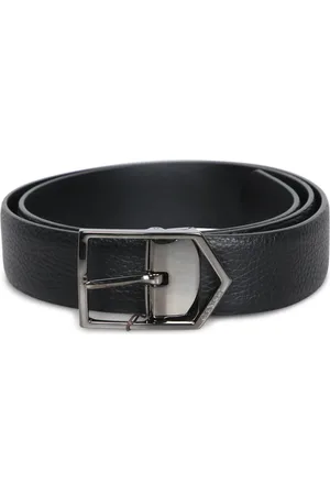 CANALI Accessoarer, Herr, 95 CM, Läder, Elegant svart läderbälte med pilformat spänne