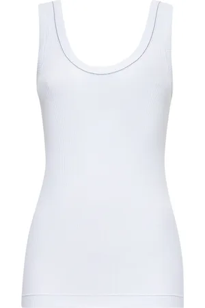 Brunello Cucinelli Topp, Dam, S, Linne, Vit linne med Monili-broderi