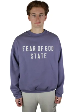 FEAR OF GOD Sweatshirts & Hoodies, Herr, M, Bomull, Lyxig Lavendel Tung Fleece Crewneck