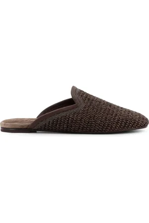 Brunello Cucinelli Skor, Dam, 39 EU, Läder, Rafia och läder sabot med Monili detalj
