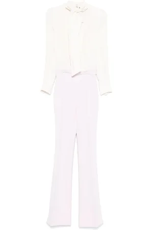Elisabetta Franchi Jumpsuits & Playsuits, Dam, 2Xs, Jumpsuit i georgette och crêpe-tyger med passpoaler