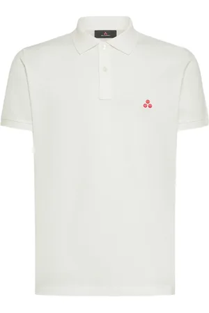Peuterey Topp, Herr, 2Xl, Bomull, Vit Pikétröja med Broderad Logga