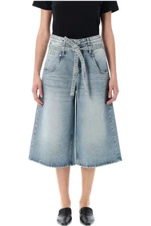 Low Classic Shorts, Dam, M, Denim, Blå Denim Bermuda Shorts med Bälte