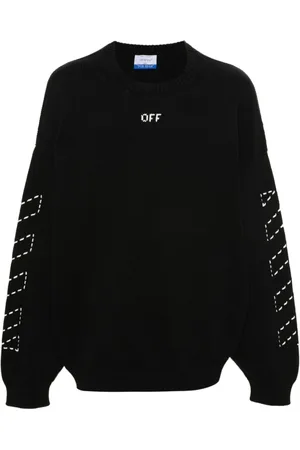 OFF-WHITE Stickade tröjor & koftor, Herr, S, Bomull, Svart Stickad Tröja med Logotypdetalj