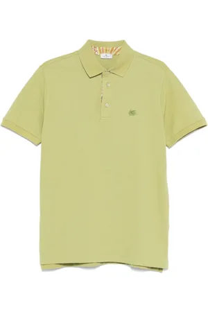 Etro Topp, Herr, L, Bomull, Grön Pikétröja Kort Ärm