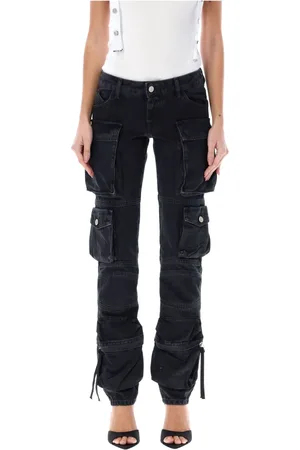 The Attico Jeans, Dam, W27, Bomull, Svarta Cargo Stuprörsjeans