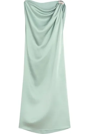 Lanvin Klänning, Dam, S, Mintgrön Båtringad Draperad Topp
