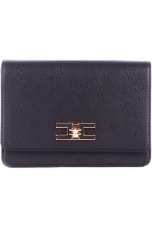 Elisabetta Franchi Accessoarer, Dam, ONE Size, Svart axelväska med främre logotyp
