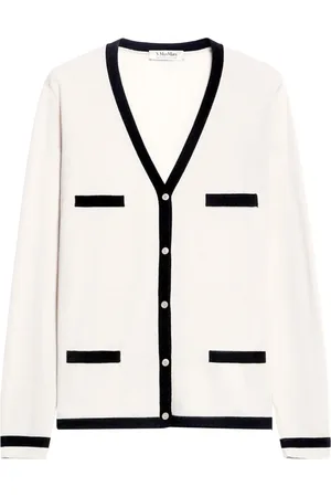Max Mara Stickade tröjor & koftor, Dam, S, Cream Cardigan med V-ringning