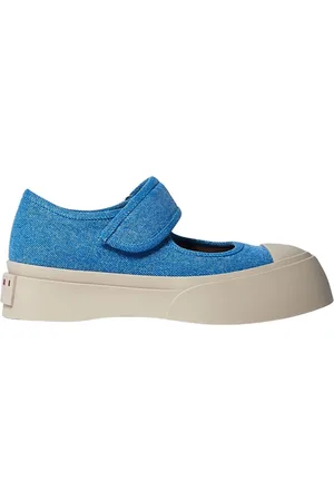 Marni Skor, Dam, 38 EU, Bomull, Denim Mary Jane-skor i bomull