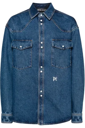 Palm Angels Skjorta, Herr, L, Denim, Denimskjorta