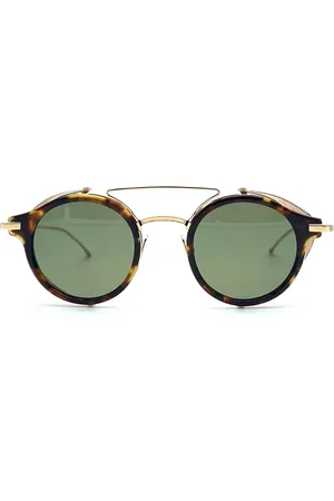 Thom Browne Accessoarer, Herr, S, Retro Runda Solglasögon med Sidoskydd