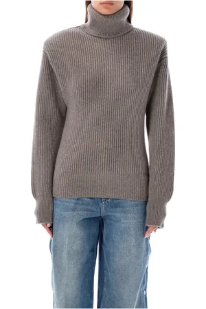 Stella McCartney Stickade tröjor & koftor, Dam, M, Kashmir, Mjuk Taupe Stickad Tröja Aw24
