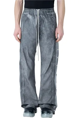 Rick Owens Byxor, Herr, M, Bomull, Coated Cargo Byxor med Snap-Button Stängning