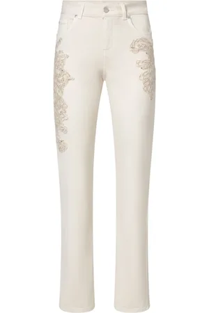 ERMANNO SCERVINO Byxor, Dam, S, Bomull, Broderade byxor med fem fickor