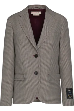 Marni Jacka, Dam, S, Polyester, Houndstooth Ylleblandningsjacka