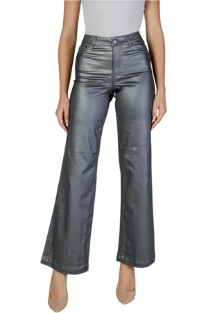 JACQUELINE DE YONG Byxor, Dam, S, Nylon, Silver Dragkedja Knappbyxor Höst/Vinter