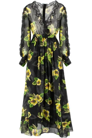 ERMANNO SCERVINO Klänning, Dam, S, Polyester, Blommig Lång Klänning V-ringad