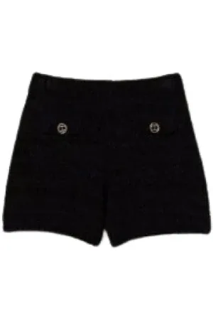 Twin-Set Shorts, Dam, S, Bomull, Bomull Stickade Shorts med Ribbed Finish