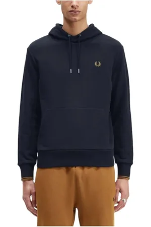 Fred Perry Sweatshirts & Hoodies, Herr, M, Bomull, Ikonisk Hoodie med Lagerkranslogga