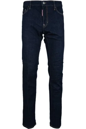 Dsquared2 Jeans, Herr, XL, Läder, Jeans med knappar och läderpatch