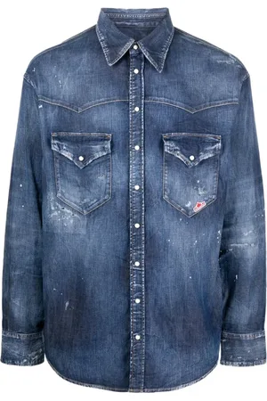 Dsquared2 Skjorta, Herr, L, Denim, Denimskjorta med bröstfickor
