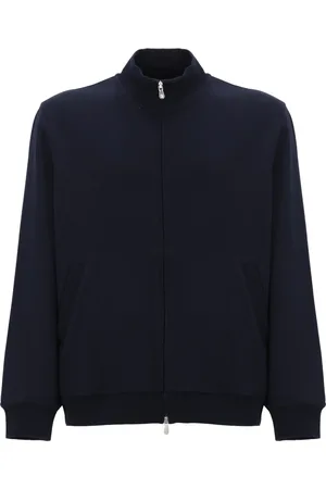 Brunello Cucinelli Sweatshirts & Hoodies, Herr, L, Bomull, Blå sweatshirt i bomullsblandning med hög krage