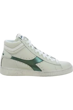 Diadora Skor, Dam, 39 EU, Gröna Vaxade Höga Sneakers