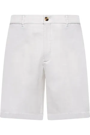 Brunello Cucinelli Shorts, Herr, L, Bomull, Vita bomullsgabardin Regular Fit Byxor