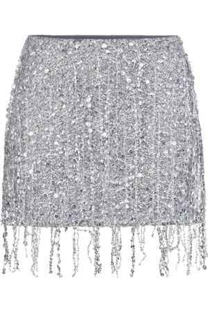 Elisabetta Franchi Kjol, Dam, S, Polyester, Sequin Fringe Embroidered Mini Skirt