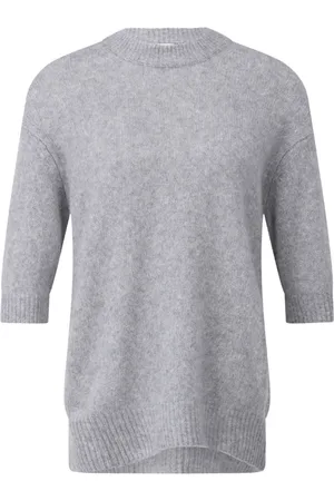 Lisa Yang Stickade tröjor & koftor, Dam, M, Cashmere Siv Pullover