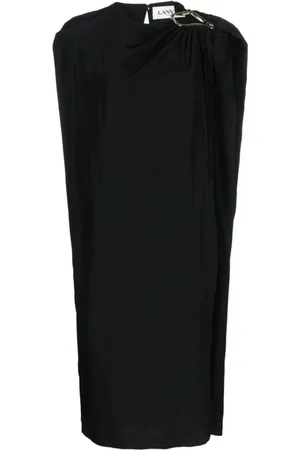 Lanvin Klänning, Dam, XS, Polyester, Ärmlös Knälång Klänning med Drapering