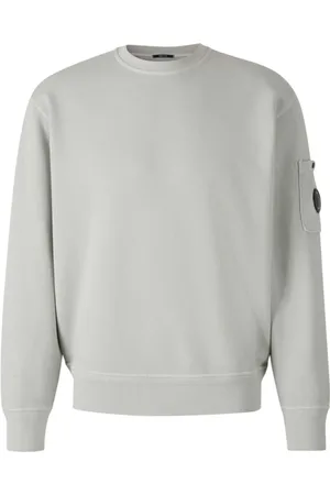 C.P. Company Sweatshirts & Hoodies, Herr, XL, Grå tröja med blå patch