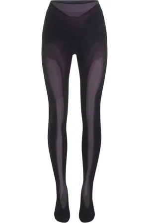 MUGLER Byxor, Dam, S, Mesh Leggings med Hög Midja och Dragkedja