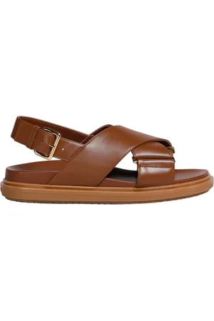 Marni Skor, Dam, 37 EU, Läder, Crisscross Fussbett Sandal