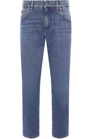 Dolce & Gabbana Jeans, Herr, M, Denim, Blå Denim Jeans med DG Broderi