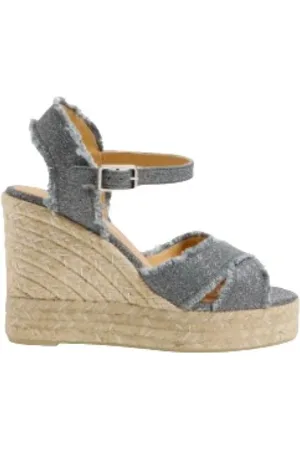 Castaner Skor, Dam, 39 EU, Linne, Korsremmad Mörkgrå Silver Espadrille