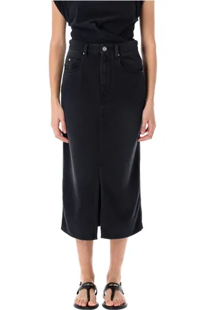 Isabel Marant Kjol, Dam, S, Denim, Svart Denim Midi Kjol med Slits
