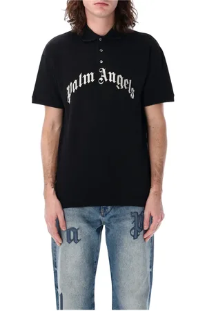 Palm Angels Topp, Herr, M, Bomull, Curved Logo Pikétröja